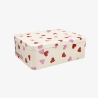 Pink Heart Print Deep Rectangular Tin Emma Bridgewater